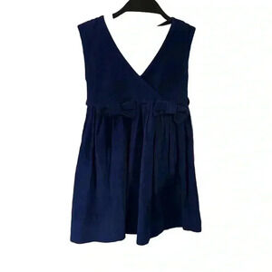 Marie Louise vintage toddler romper blue corduroy bows in front size 2T